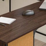 Vidaxl bureau 141x141x75 cm bewerkt hout bruin eikenkleur