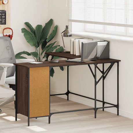 Vidaxl bureau 141x141x75 cm bewerkt hout bruin eikenkleur