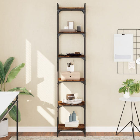Vidaxl boekenkast 6-laags 40x30x188 cm bewerkt hout gerookt eikenkleur