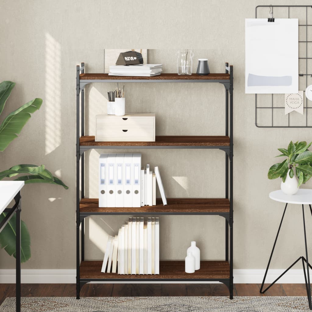 Vidaxl boekenkast 4-laags 80x30x120 cm bewerkt hout bruin eikenkleur