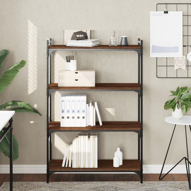 Vidaxl boekenkast 4-laags 80x30x120 cm bewerkt hout bruin eikenkleur