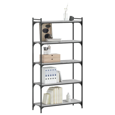 Vidaxl boekenkast 5-laags 80x30x154 cm bewerkt hout grijs sonoma eiken