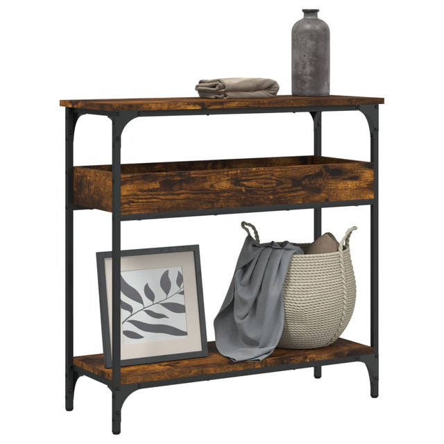 Vidaxl wandtafel met schap 75x29x75 cm bewerkt hout gerookt eikenkleur