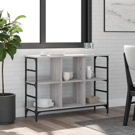 Vidaxl dressoir 102x32x73,5 cm bewerkt hout grijs sonoma eikenkleurig