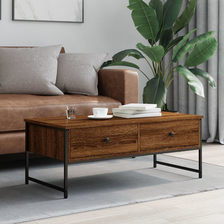 Vidaxl salontafel 101x49x39,5 cm bewerkt hout bruin eikenkleur