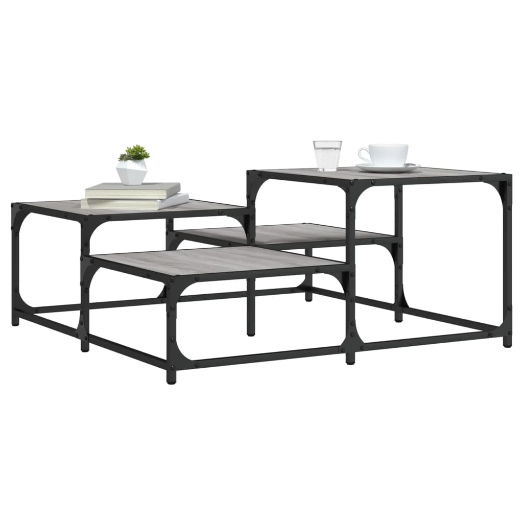Vidaxl salontafel 87,5x87,5x40 cm bewerkt hout grijs sonoma eikenkleur