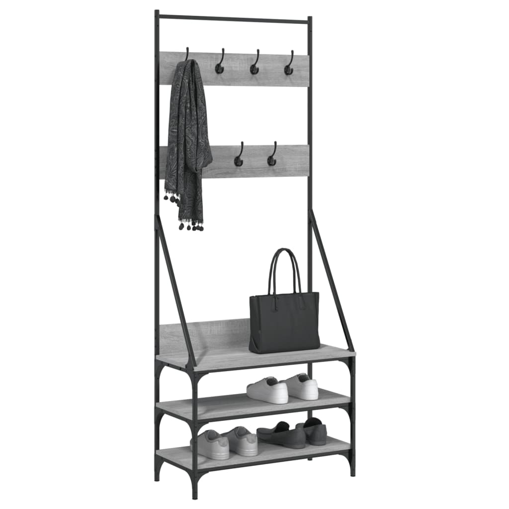 Bidaxl klädstativ med sko rack 72x34x184 cm grå sonoma ekfärg