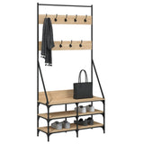 Bidaxl klädstativ med sko rack 90x34x184 cm sonoma ekfärgad