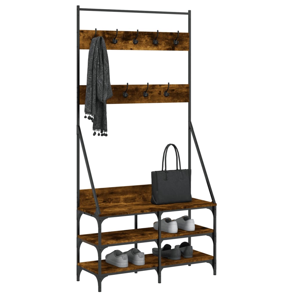 Vidaxl Clothing rack with shoe rack 90x34x184 cm smoked oak colored