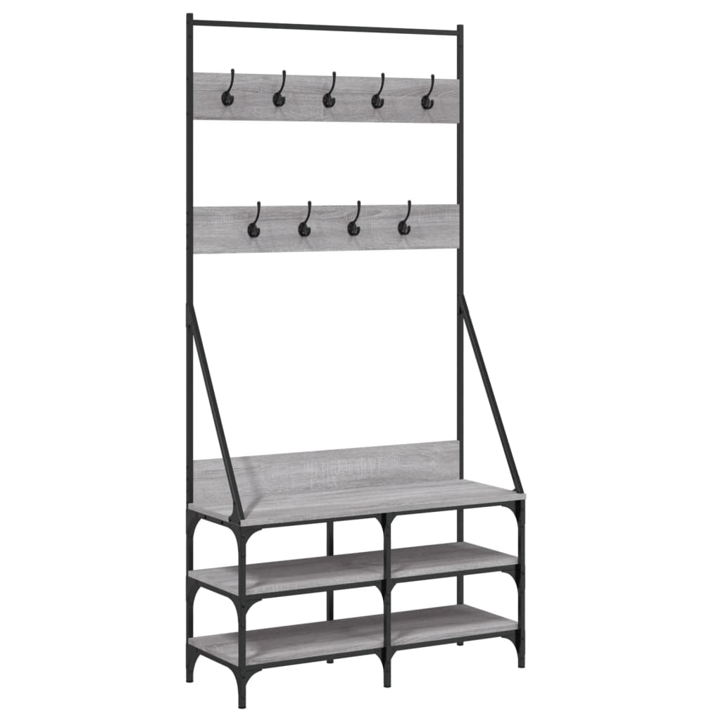 Rack de vêtements Vidaxl avec porte-chaussures 90x34x184 cm gris sonoma chêne couleur