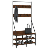 Vidaxl clothes rack with shoe rack 90x34x184 cm brown oak color