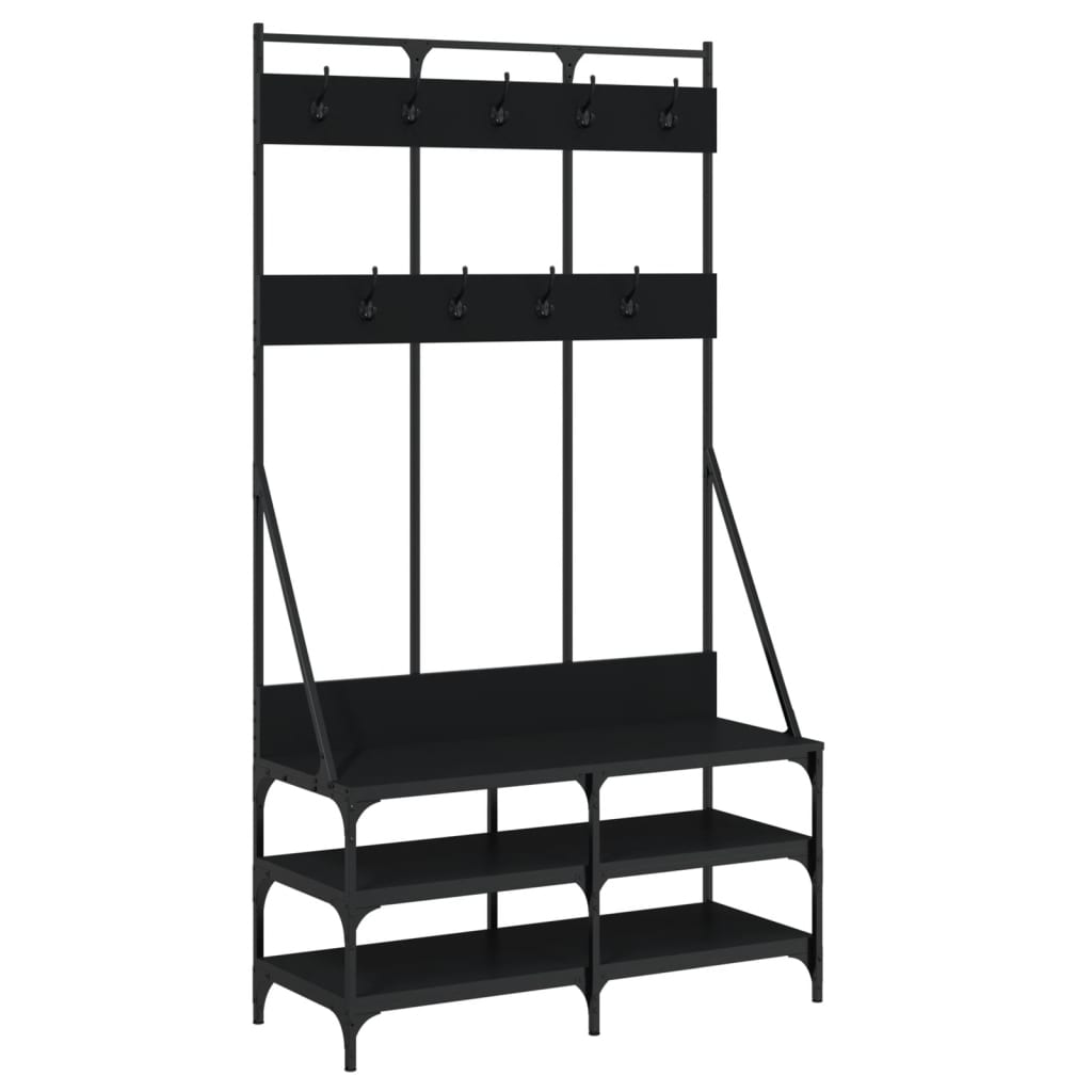 Vidaxl Relling Rack con un estante de zapato 100x40x184 cm negro