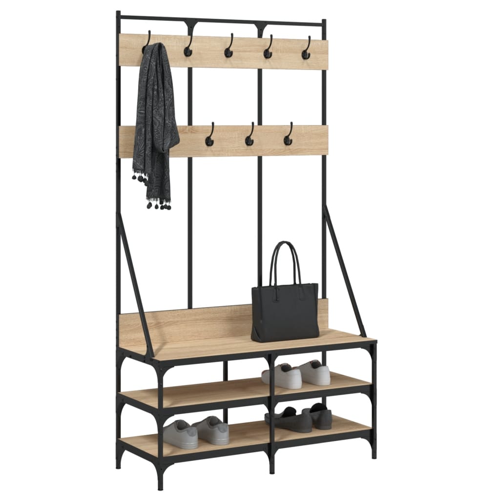 Vidaxl klær rack med skobrekk 100x40x184 cm sonoma eik farget