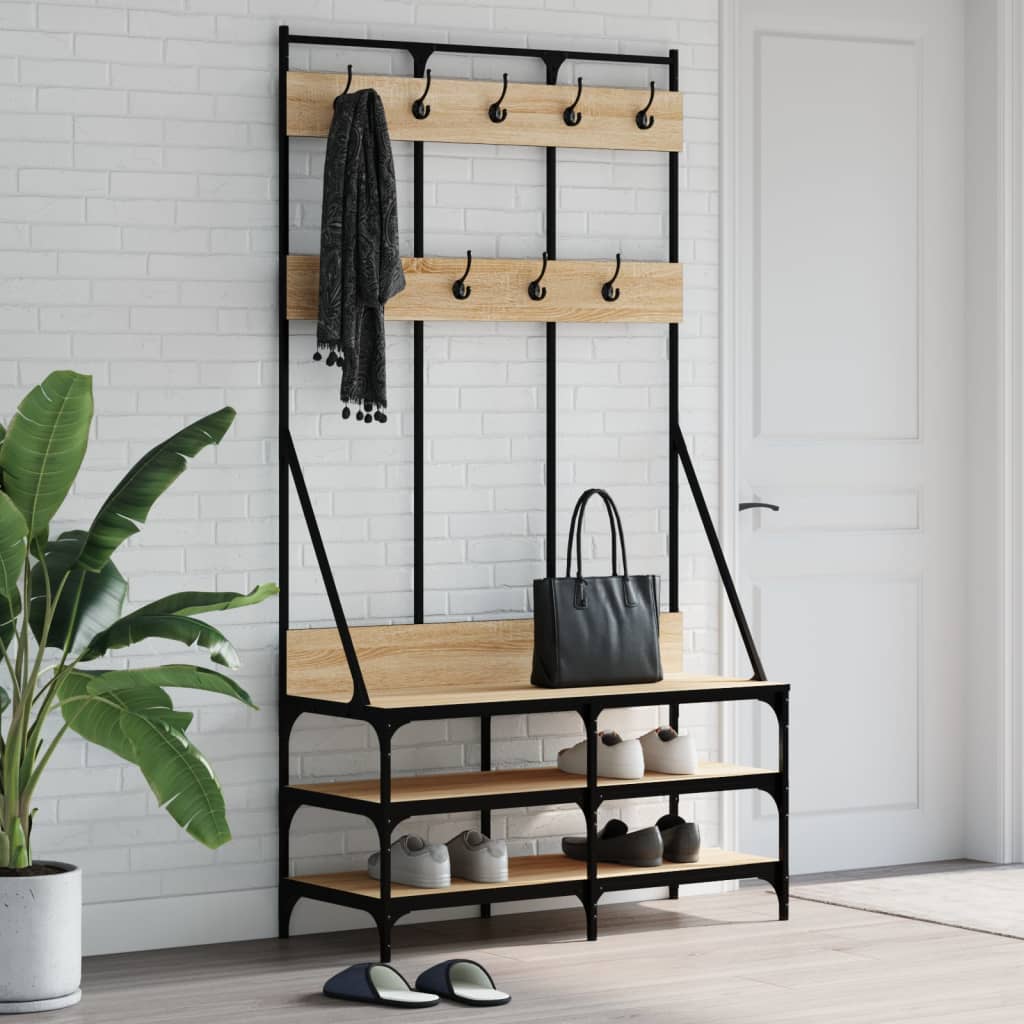 Vidaxl klær rack med skobrekk 100x40x184 cm sonoma eik farget