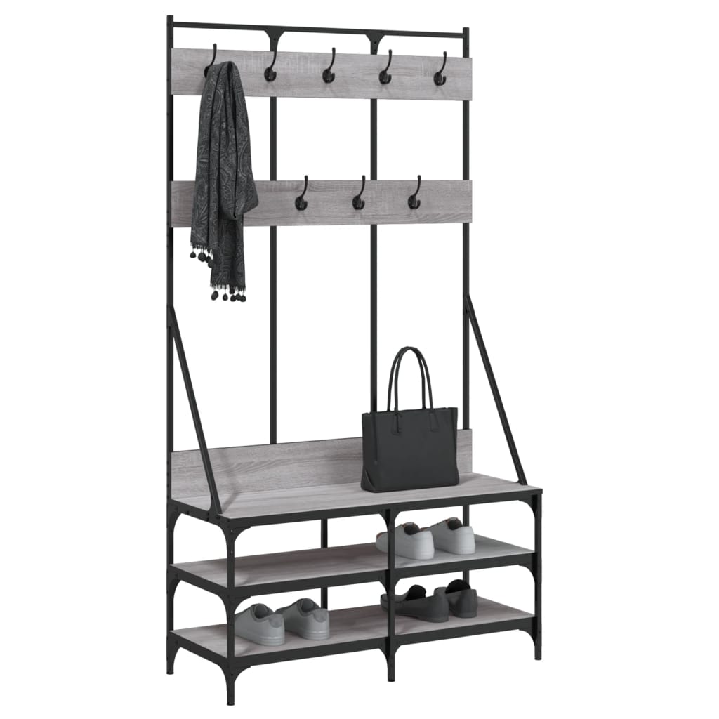 Vidaxl klädhylla med sko rack 100x40x184cm grå sonoma ekfärg