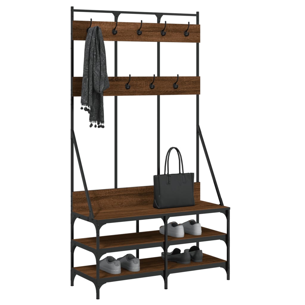 Vidaxl clothes rack with shoe rack 100x40x184 cm brown oak color