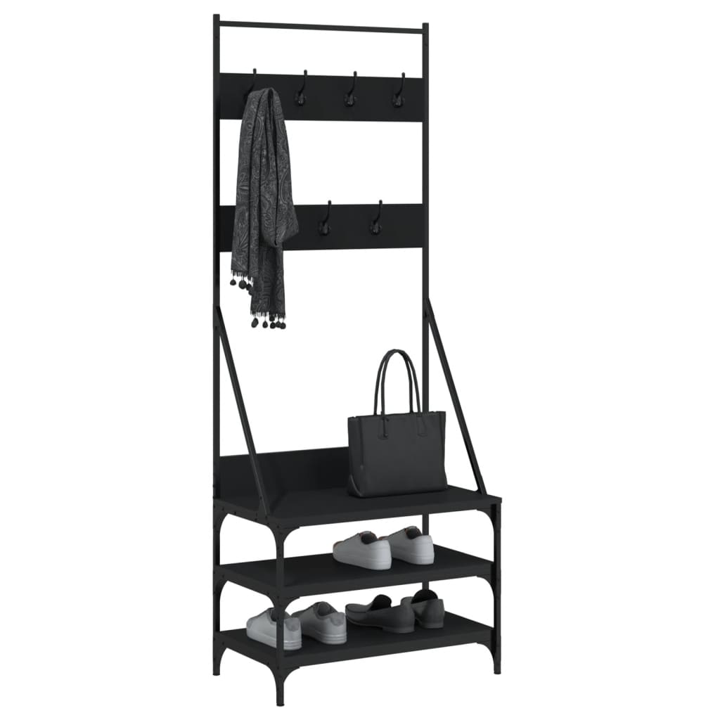 Rack de vêtements Vidaxl avec porte-chaussures 70x40x184 cm noir