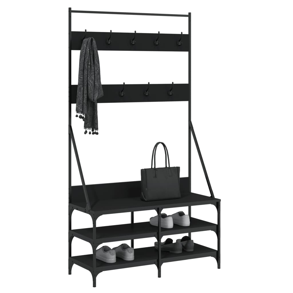 Vidaxl Relling Rack con un estante de zapato 100x40x184 cm negro