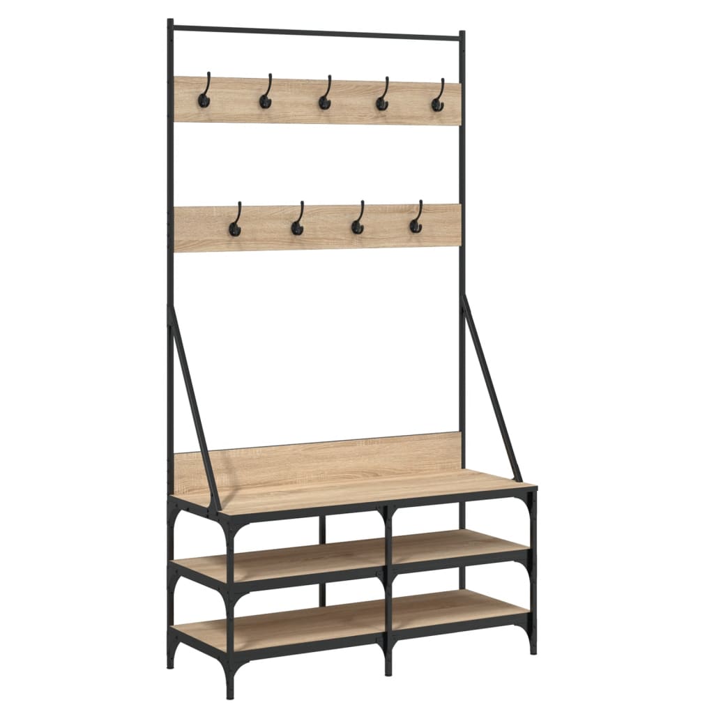 Vidaxl klädhylla med sko rack 100x40x184 cm sonoma ek färgad