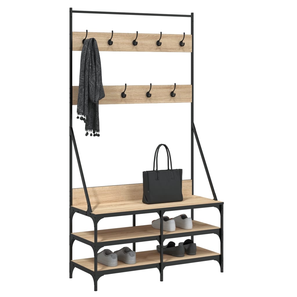 Vidaxl tøjstativ med sko rack 100x40x184 cm sonoma eg farvet