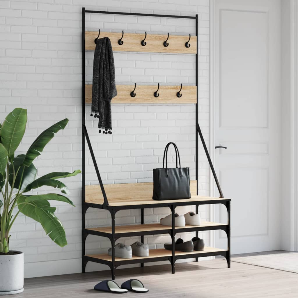 Vidaxl klær rack med skobrekk 100x40x184 cm sonoma eik farget