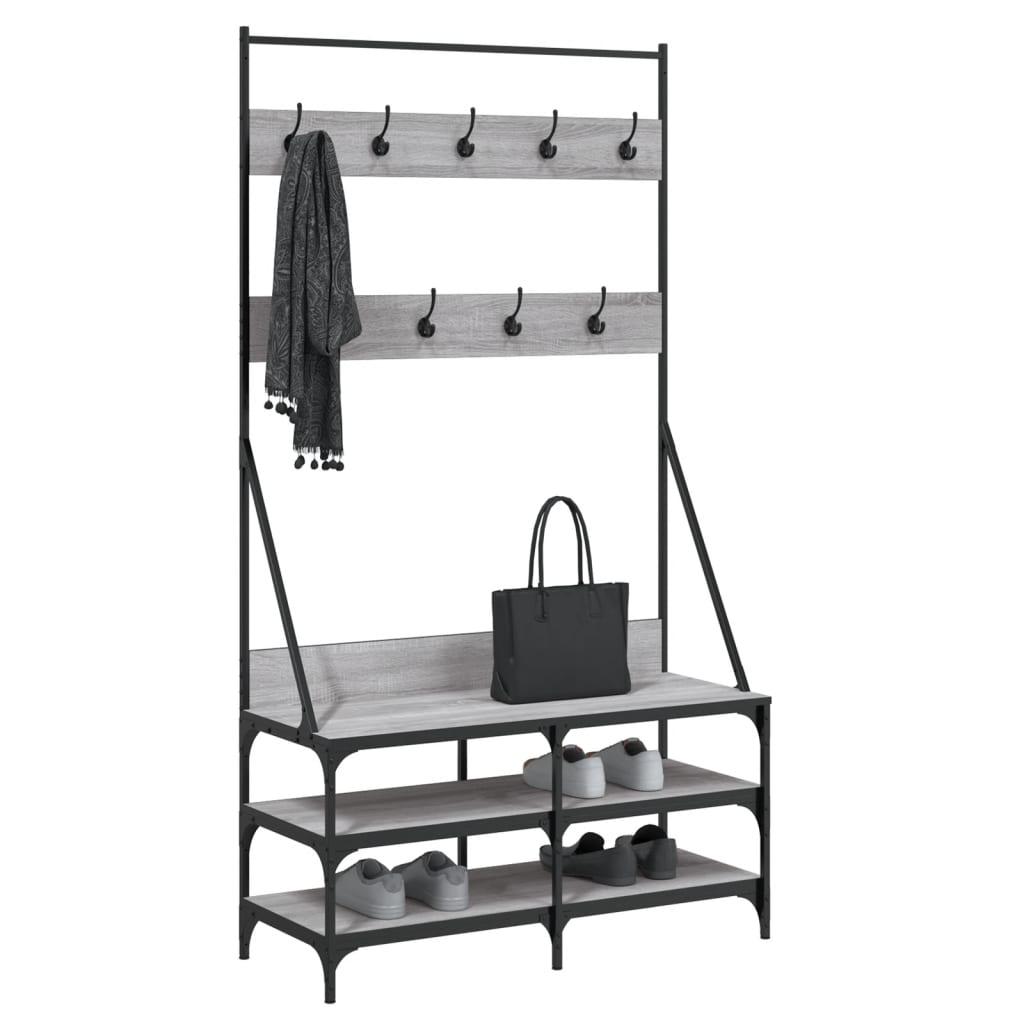 Vidaxl klädhylla med sko rack 100x40x184cm grå sonoma ekfärg