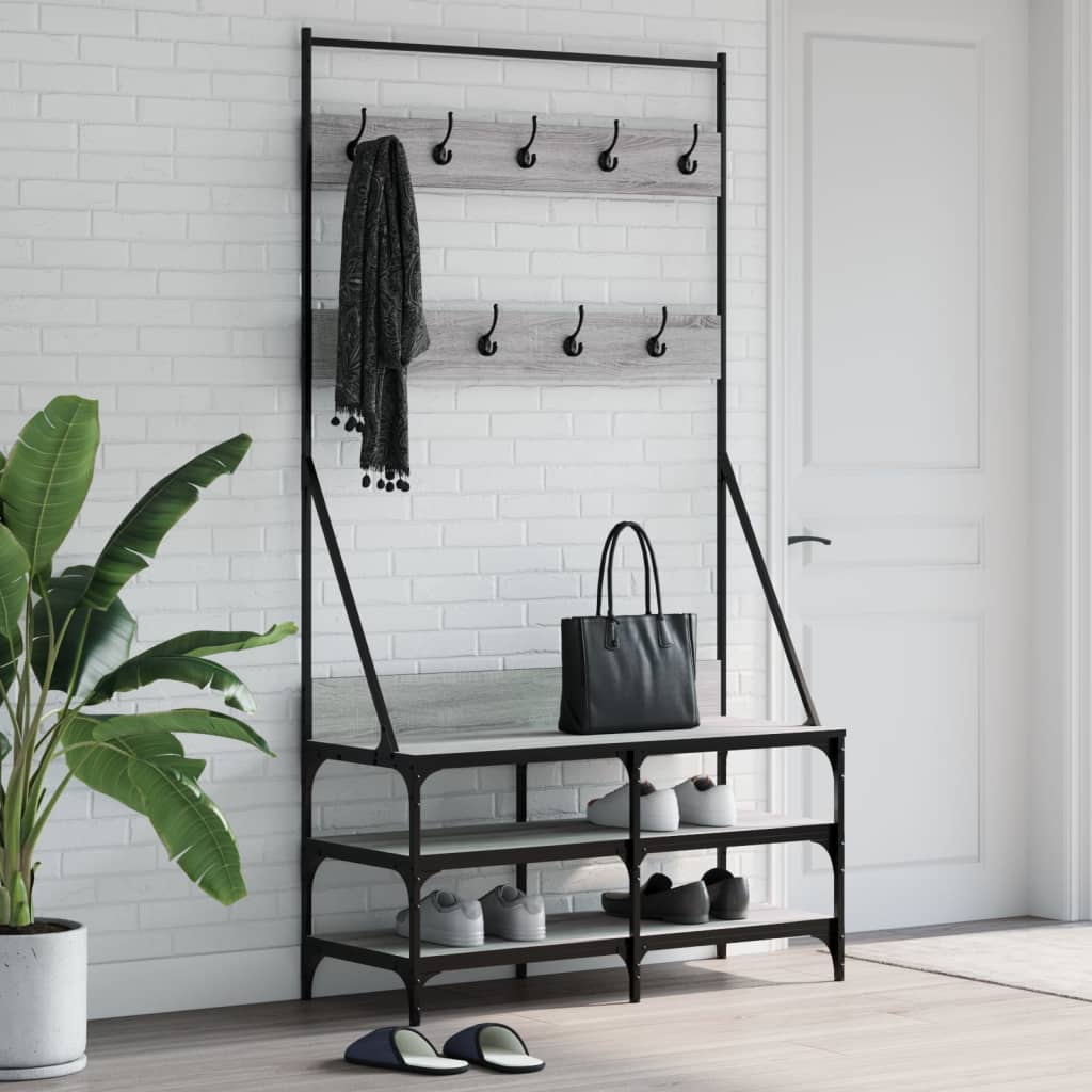 Vidaxl klädhylla med sko rack 100x40x184cm grå sonoma ekfärg