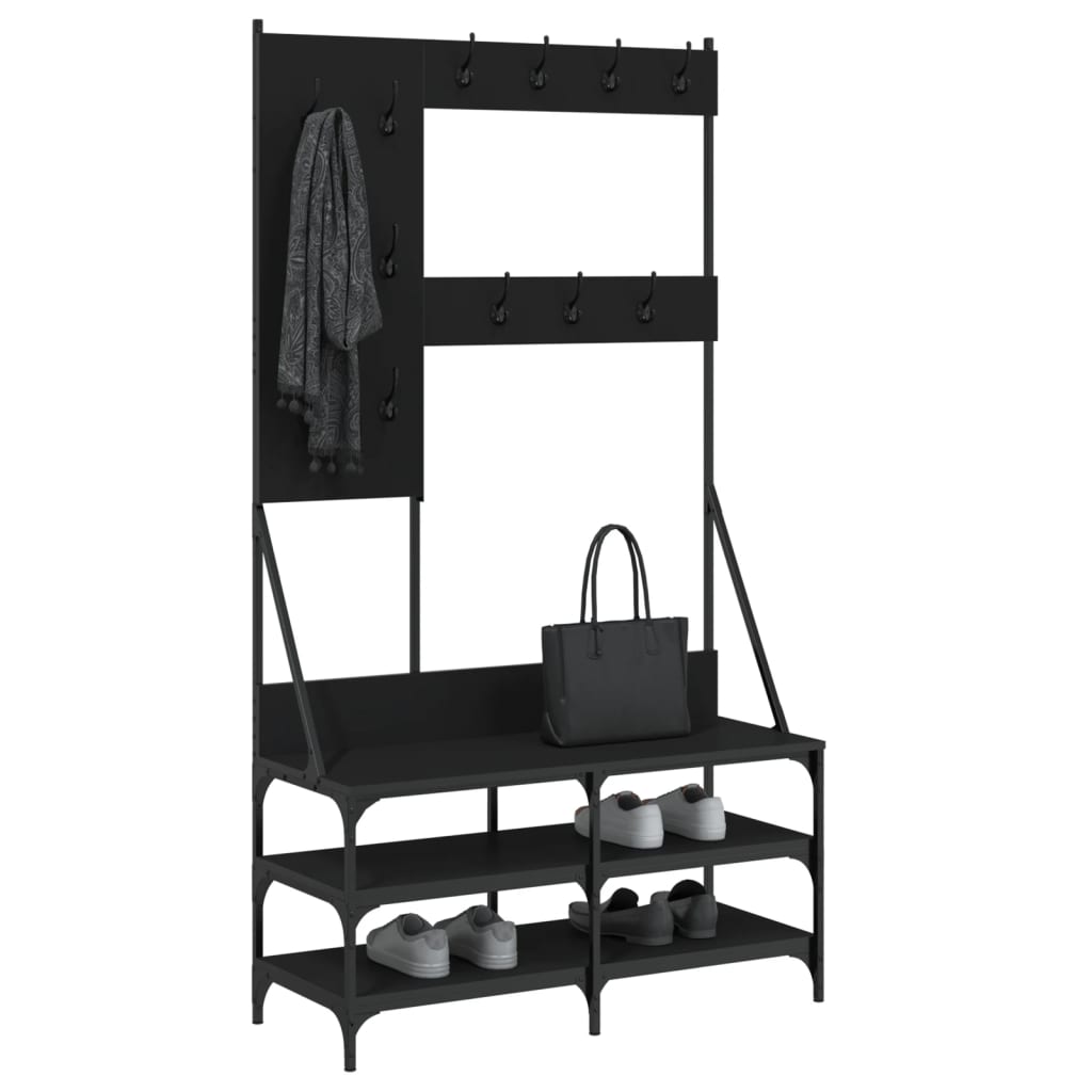 Vidaxl Relling Rack con un estante de zapato 100x40x184 cm negro