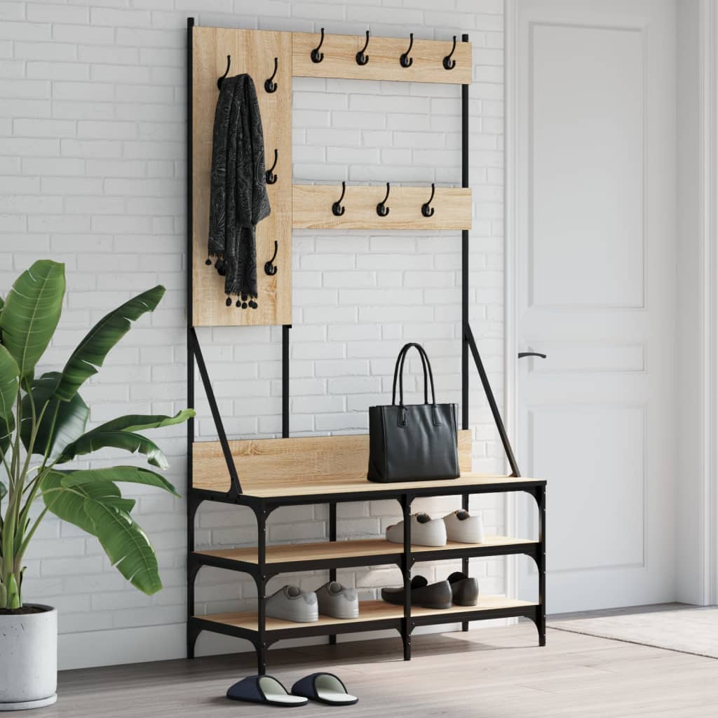 Vidaxl tøjstativ med sko rack 100x40x184 cm sonoma eg farvet