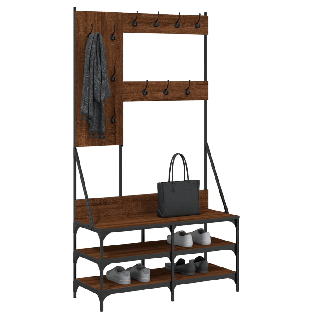 Rack à vêtements Vidaxl avec porte-chaussures 100x40x184 cm Couleur de chêne brun