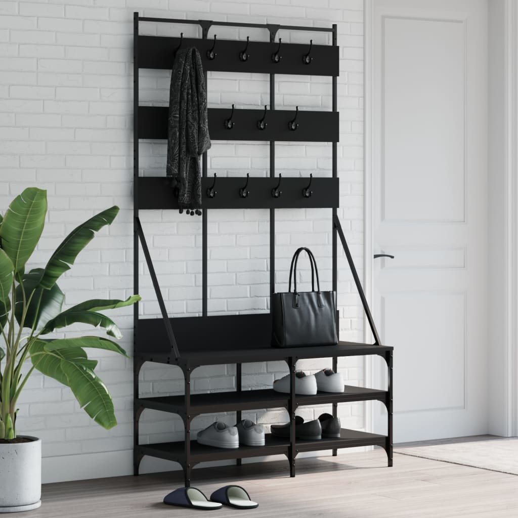 Vidaxl Relling Rack con un estante de zapato 100x40x184 cm negro