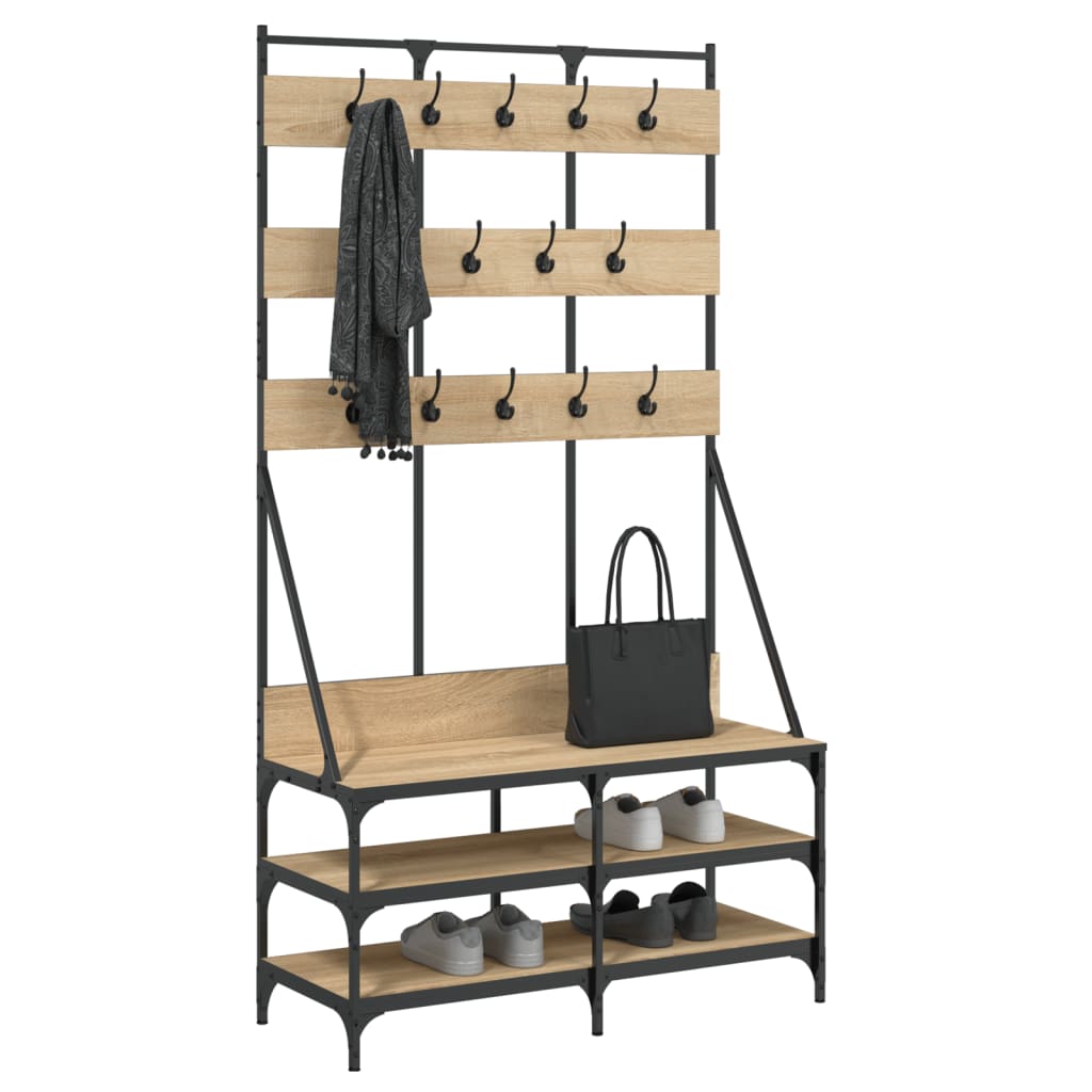 Vidaxl klädhylla med sko rack 100x40x184 cm sonoma ek färgad