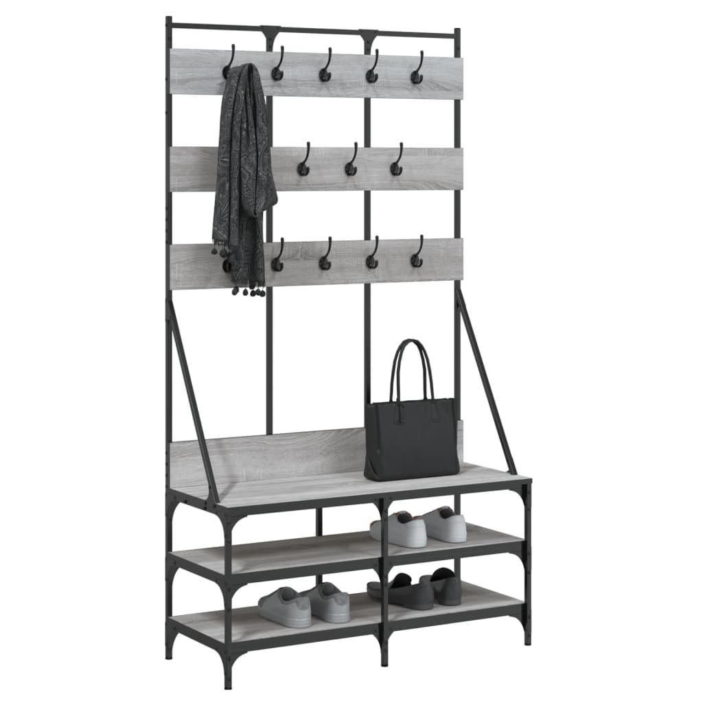 Vidaxl klädhylla med sko rack 100x40x184cm grå sonoma ekfärg