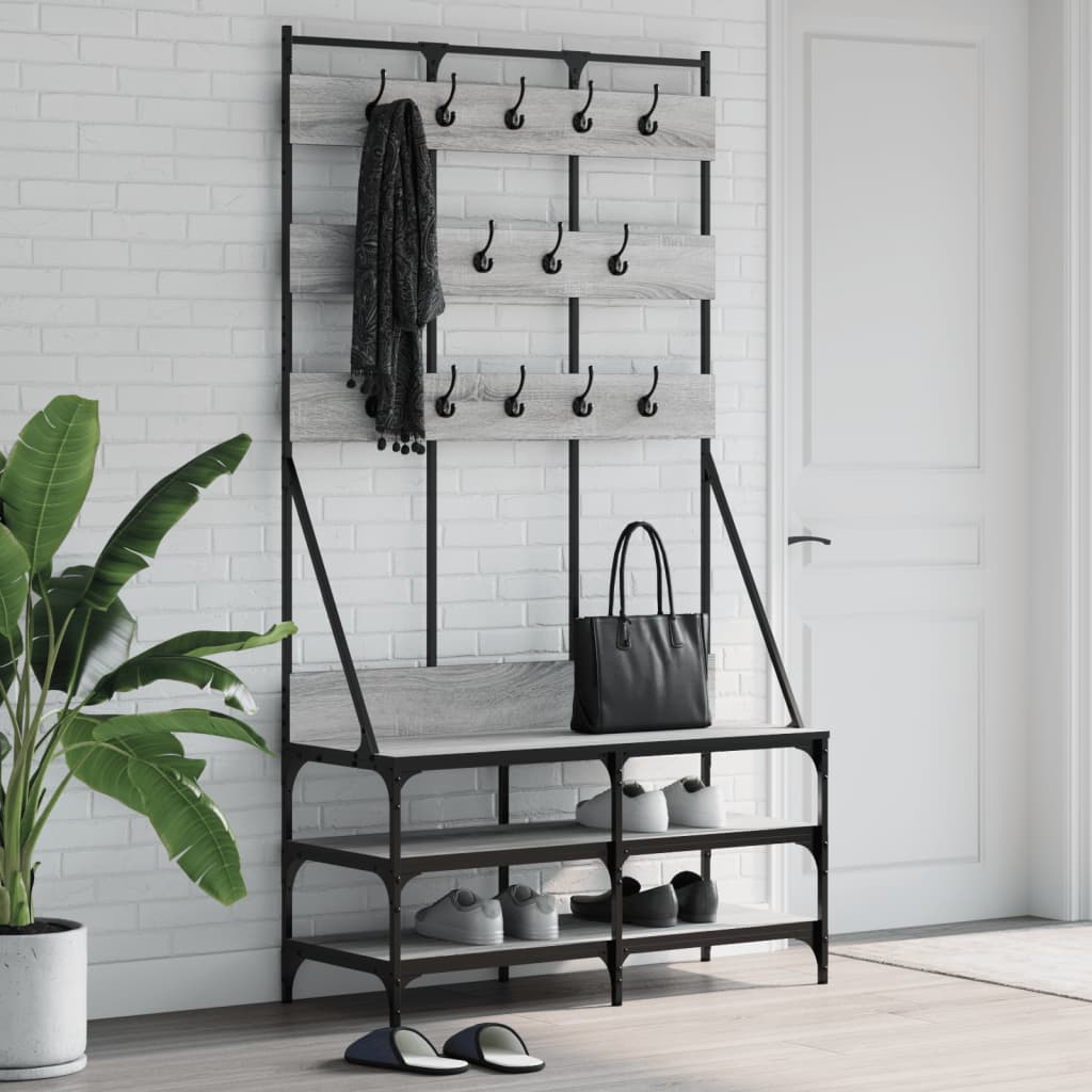 Vidaxl klädhylla med sko rack 100x40x184cm grå sonoma ekfärg