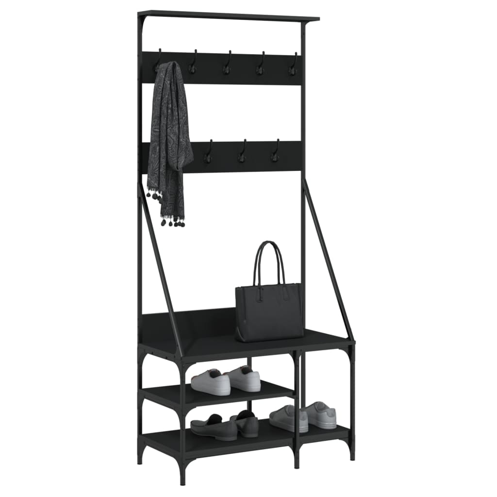 VidaXL clothing rack with shoe rack 80x40x184 cm black