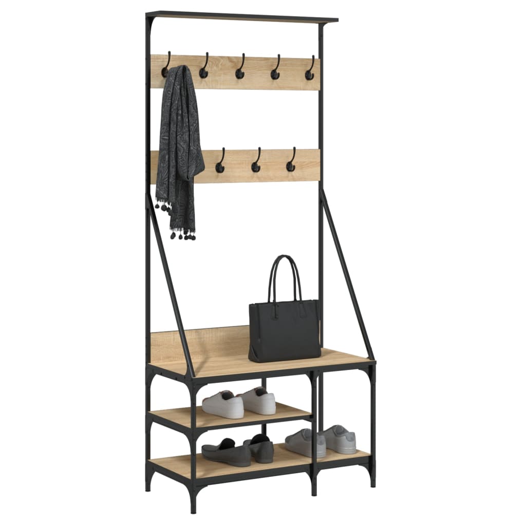 Bidaxl klädstativ med sko rack 80x40x184 cm sonoma ekfärgad