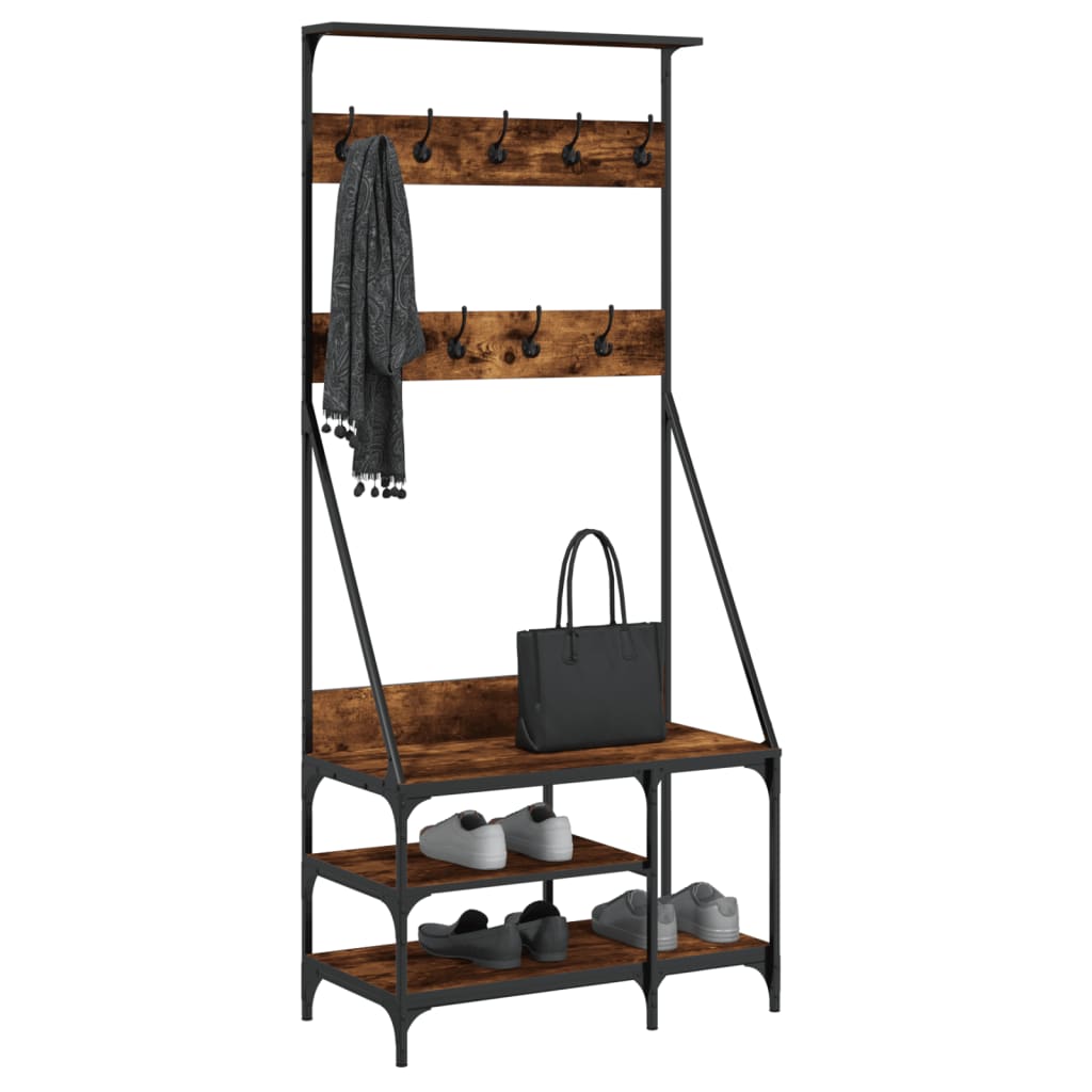 VidaXL clothing rack with shoe rack 80x40x184 cm smoked oak colored