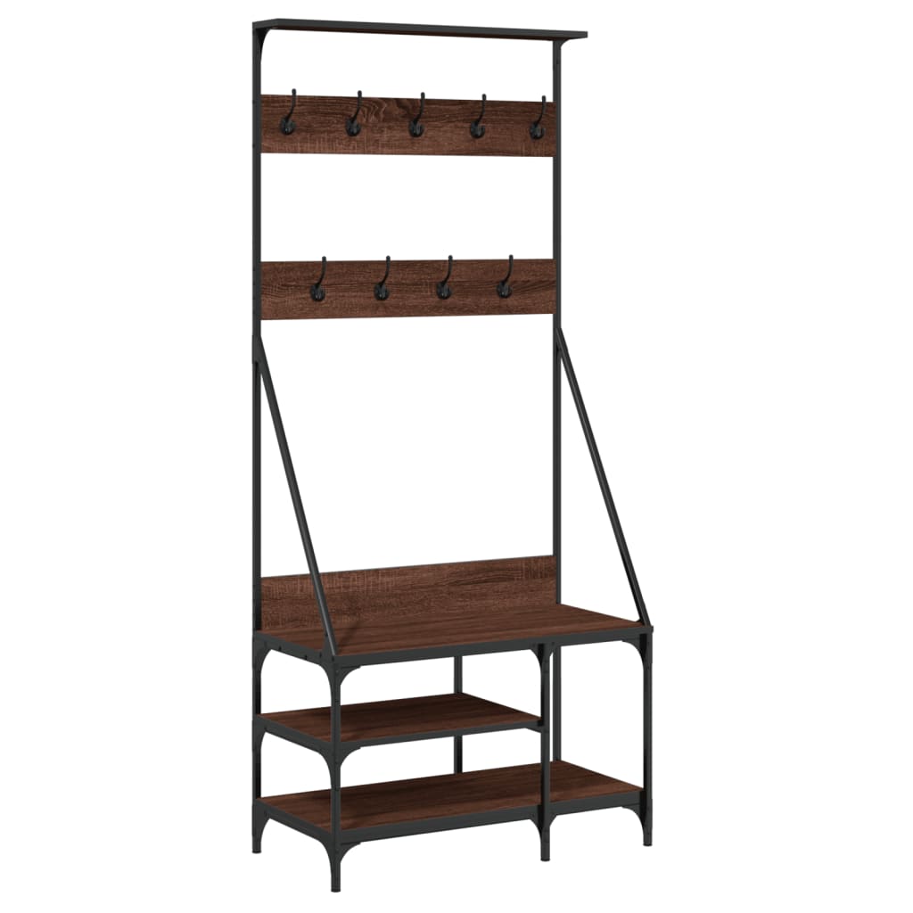 Rack de vêtements Vidaxl avec porte-chaussures 80x40x184 cm Couleur de chêne marron