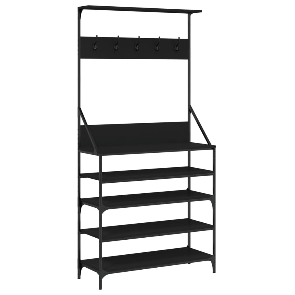 Rack de vêtements Vidaxl avec porte-chaussures 90x34x184 cm noir