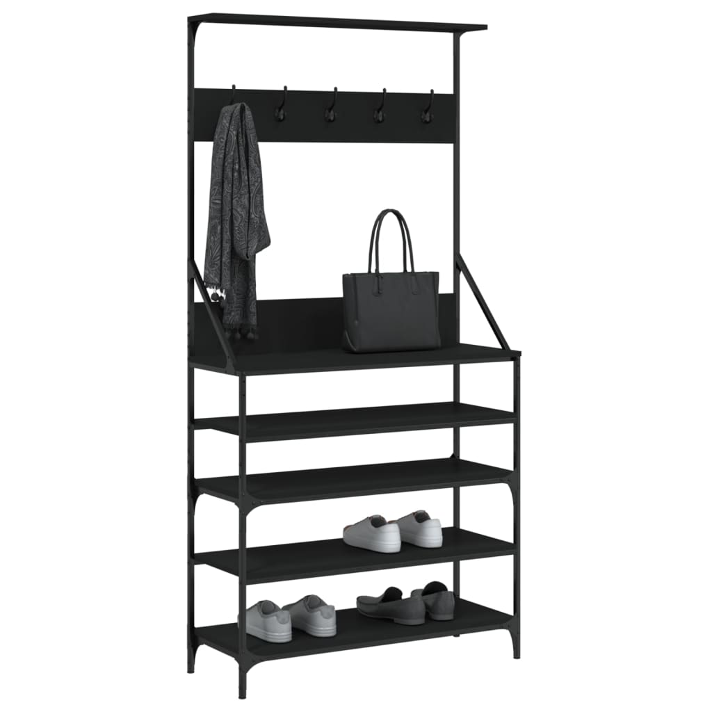 Rack de vêtements Vidaxl avec porte-chaussures 90x34x184 cm noir