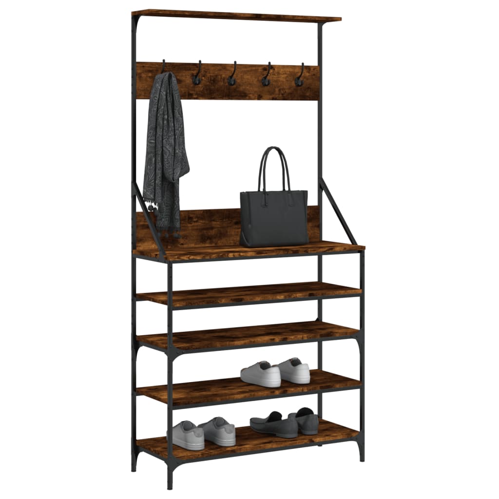 Vidaxl Clothing rack with shoe rack 90x34x184 cm smoked oak colored