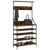 Rack de vêtements Vidaxl avec porte-chaussures 90x34x184 cm de chêne fumé coloré