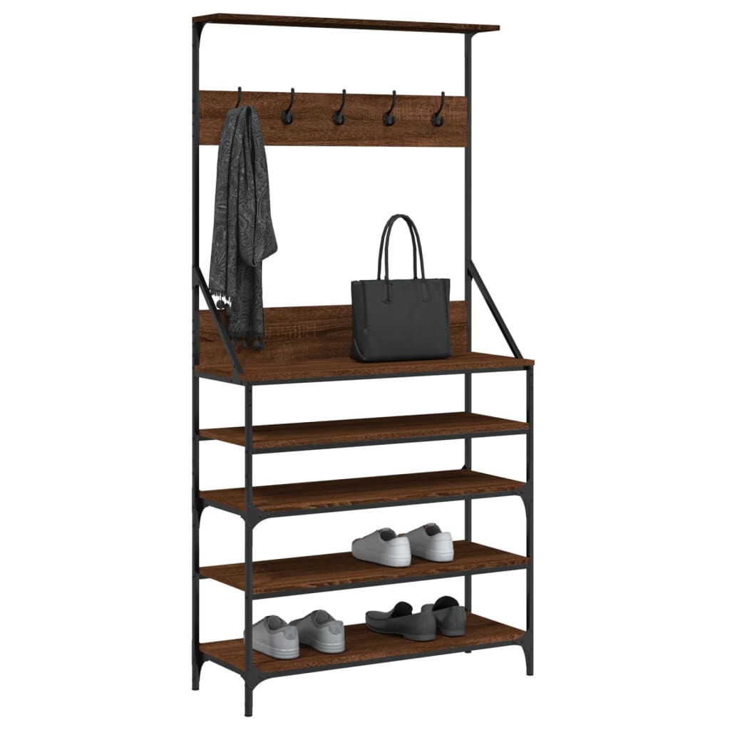 VIDAXL -Kleidung Rack mit Schuhregal 90x34x184 cm Braune Eiche Farbe