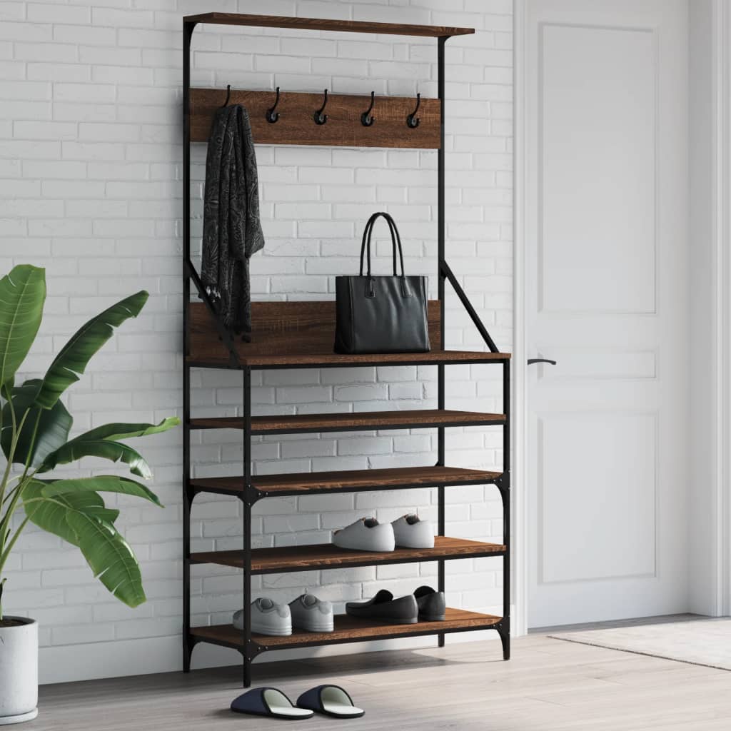 Rack à vêtements Vidaxl avec porte-chaussures 90x34x184 cm Couleur de chêne marron