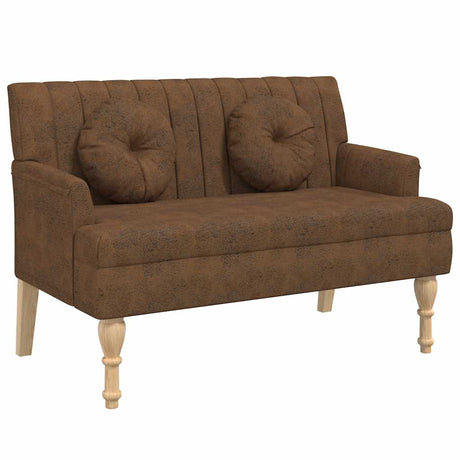 Vidaxl bankje met kussens 113x64,5x75,5 cm kunstsuèdeleer bruin