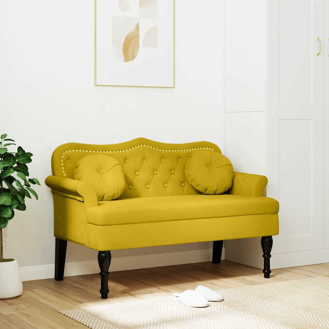 Vidaxl bankje met kussens 120,5x65x75 cm fluweel geel