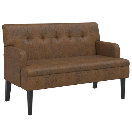 Vidaxl bankje met rugleuning 112x65,5x75 cm kunstsuèdeleer bruin