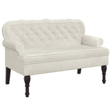 Vidaxl bankje met rugleuning 119,5x64,5x75 cm fluweel crèmekleurig