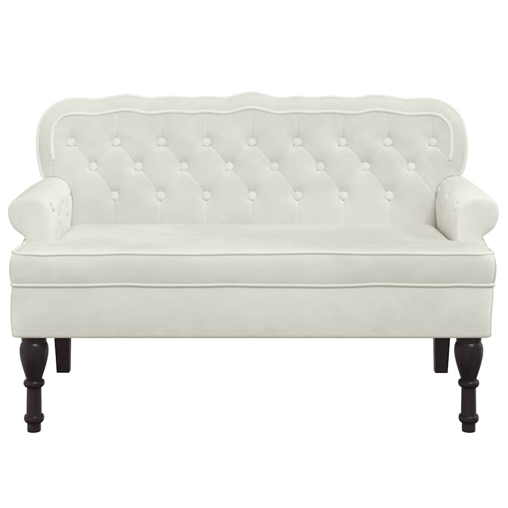 Vidaxl bankje met rugleuning 119,5x64,5x75 cm fluweel crèmekleurig