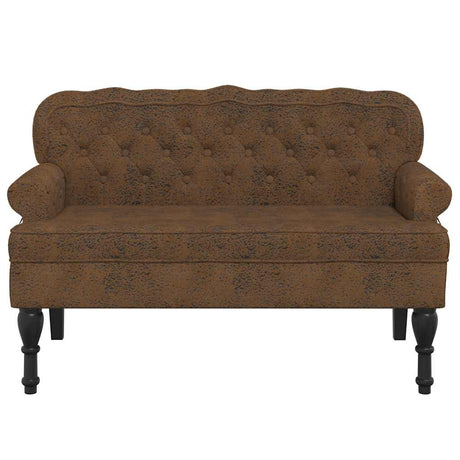 Vidaxl bankje met rugleuning 119,5x64,5x75 cm kunstsuèdeleer bruin